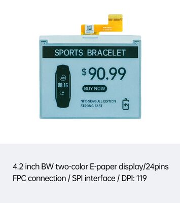 شاشة حبر إلكتروني باللونين الأبيض والأسود مقاس 4.2 بوصة مع واجهة SPI لـ ESL الذكية والبطاقات الذكية